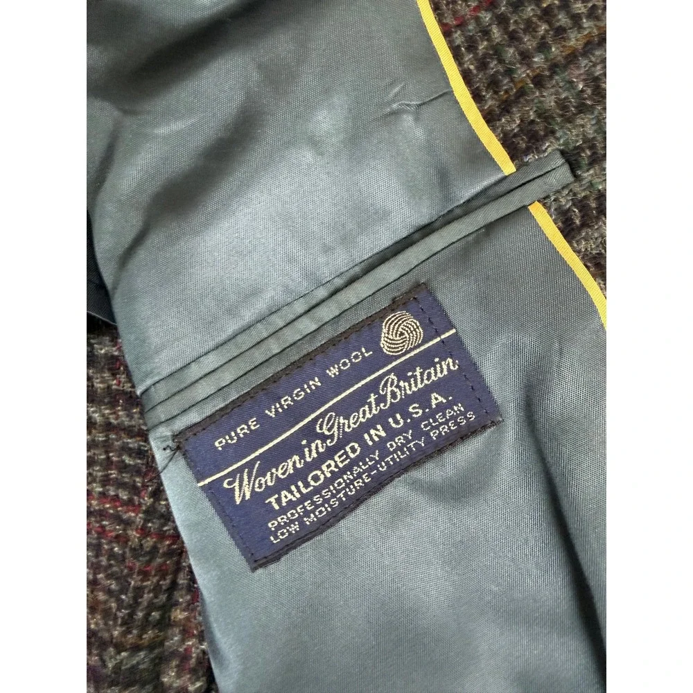 Austin Reed Jordan Marsh Mens 42R Wool Blazer Glen Plaid Grey Sport Coat Vintage